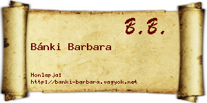 Bánki Barbara névjegykártya